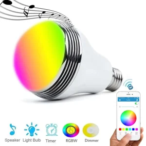 9W E27 Smart LED Bulb, RGBW Dimmable, App-Controlled, CRI90, 2700–6500K Color Temperature, Music Light, Suitable for Gardens, Living Rooms, Bedrooms, and Parties