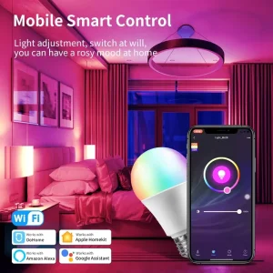 Popular Dimmable Color-Changing Remote and Voice-Controlled 9W Plastic-Coated Aluminum Tuya WiFi Smart Bulb