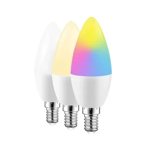9W Smart Wireless LED Bulb, 220V E14 Candle Light, Dimmable RGB, App Control, Compatible with Alexa and Google Home