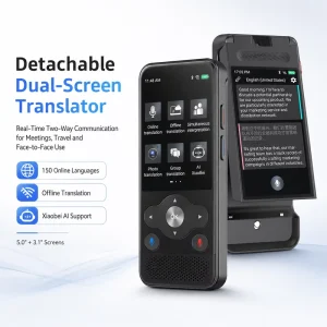 A100 Detachable Dual Screens 150 Ai Language Translation Device Instant Global Voice Translator Smart AI Translator