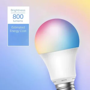 Smart Home and Hotel Plastic Light Bulb, A19, 9W, 800 Lumens, Full-Color Dimmable, WiFi, OLED Android Bar-Design
