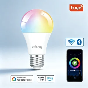 Smart A19 LED Bulb with Plastic Globe Cover, Controllable RGB Multicolor Dimming, Compatible with Alexa and Google Home, AC Powered