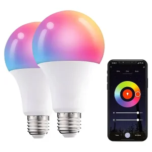 A19 Tuya WiFi Smart Color Bulb E26 E27 B22 RGBW LED Bulb with Alexa and Google Control, 7W 9W 12W AC
