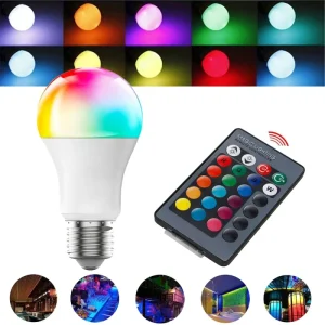 A60 Smart RGBCW LED Bulb Tuya WiFi E26 E27 9-15W Dimmable Color-Changing Bulb, Compatible with Alexa, Google, and Smart Life App
