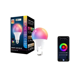 A60 Smart LED Light Bulb, 10W, Multicolor RGBCW, Indoor Lighting, E27/E26/B22 Compatible, Smart Life App, Wi‑Fi Controlled