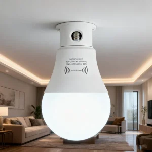 Chinese Manufacturer Smart A60 LED Bulb with Motion Sensor, Indoor Lighting, 5/7/9/12W Microwave Radar Sensor, Aluminum, E27, Office