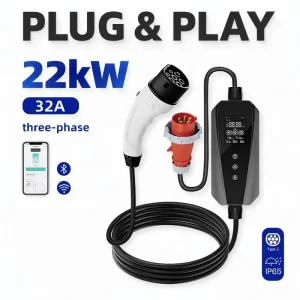 AC EV Charger Portable 3.5kW 7kW 11kW 22kW Type1 Type2 J1772 NACS GBT CCS1 CCS2 Smart APP WiFi LCD Timer IP65 Car Travel