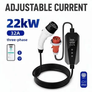 AC EV Charger Portable 3.5kW 7kW 11kW Type1 Type2 J1772 NACS GBT Smart APP WiFi LCD IP65 Waterproof Home Travel Custom OEM