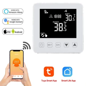 AC Thermostat Cooling and Heating Temperature 3 Speed Fan On off Valve Wifi Tuya Control Smart Life Fan Units Thermostat