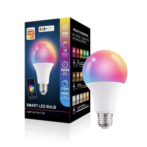 AC110V/220V LED Smart Lighting Support Lamp, E26/E27 RGB + CCT Smart LED Bulb, A60 10W