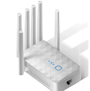AC1200 Dual Band WiFi Extender for Home & Office, 6 External Antennas, Repeater/AP Mode with 10/100Mbps LAN Port