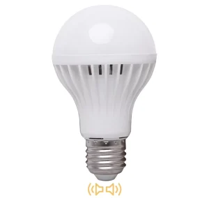 AC175 265V 7W LED Indoor Smart Light Bulb, Household Smart Bulb with E27 Smart Voice Sensor, Warm White, Plastic Body, Solar-Powered