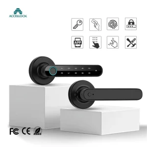 ACCELLOCK WF18 Factory Low price Tuya Smart Aluminum Alloy Brush Nickel Fingerprint Code for Lock Wood Cloud