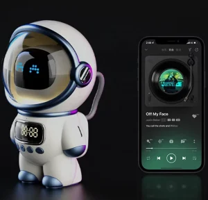 AI Astronaut Smart Voice Speaker Night Light Alarm Clock Desktop Companion Gift for Kids Adults