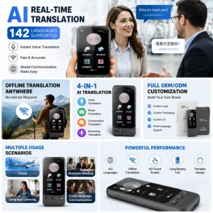 AI Communication Assistant Device Real Time Translation 142 Languages Voice Photo Translator Offline Smart Translator