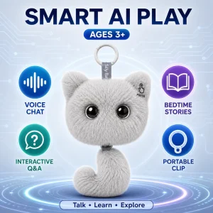 AI Curious Cat Cross border New Toys AI Doll with Emotive Eye based Q&A Educational Plush Toy Desk Companion Kid Birthday Gift
