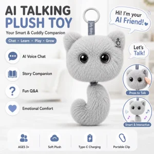 AI Curious Cat Stuffed Animal With App Function Touch Feedback for Children Preschool Educational Entertainment Birthday Gift