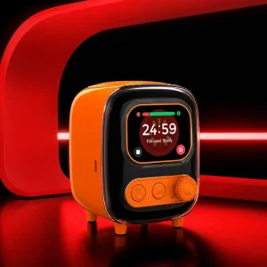 AI Desktop Speaker with Rotary Knob & Physical Buttons, Touch Display Voice Chat Bluetooth 5.3 for Office Study Relax