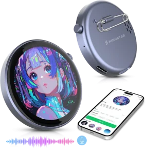 AI Digital E Badge Voice Assistant IPS Touch Screen Bluetooth Smart Name Tag Custom Animated Display Rechargeable Badge