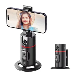 AI Face Tracking Gimbal with Gesture Control 360 Auto Rotation Phone Stabilizer No APP Required Wireless Remote for TikTok Live