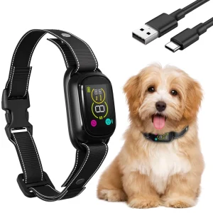 AI Intelligent Dog Training Collar Bark Control Color Screen IPX7 Waterproof Rechargeable Plastic Design All Sizes