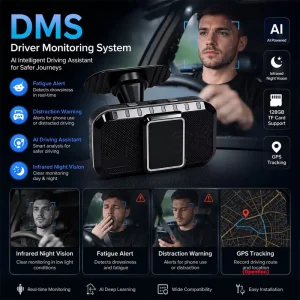 AI Intelligent Driving Assistant DMS Camera Real time Fatigue Distraction Detection With Night Vision Support 128GB TF Card GPS