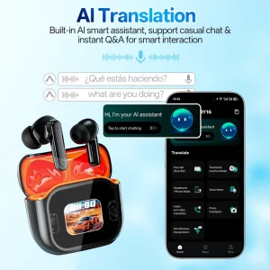 AI Intelligent Voice Wireless Translation Headset High Accuracy Smart Translate Earbuds Voice Translators for Travel