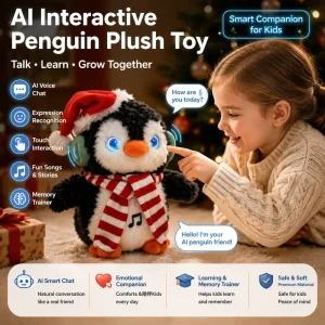 AI Interactive Penguin Plush Toy Smart Talking Voice Control Emotional Companion Stuffed Animal Kids Christmas Gift OEM