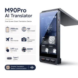 AI Interpreter Device Mini M90Pro 159 Languages Dual Screen Tempered Glass Portable Voice Photo Offline Online Recording