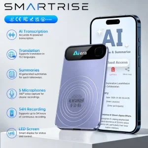 AI Note Taker Voice Recorder 152 Languages Card Size 39g Magnetic Body Color Screen Portable