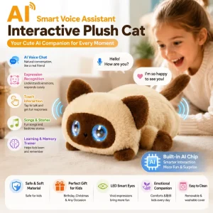 AI Plush Toy cat Interactive Plush Toys Smart Voice Assistant Stuffed Animal Soft Plush Material Emotional Companion Educational