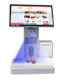 AI Recognition Supermarket Scale POS System | All-in-One Touchscreen Weighing, Pricing & Printing for Fruit Counter