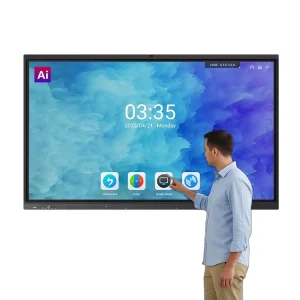 AI Smart Board 4K Interactive Flat 65Inch Android14 Windows Whiteboard Built-in 48MP Camera OEM Edu Meeting School LCD Display