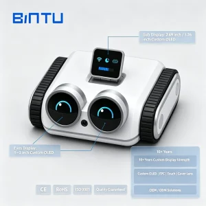 AI Smart Companion Robot Visual Interface HMI Eye Humanoid OLED Interaction Touch Screen Face Display Panel UI Module Solution