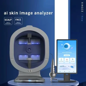 AI Smart Facial Skin Scanner & Microscopic Scalp Detector 3D Simulation Texture Heatmap Skincare Analysis Device