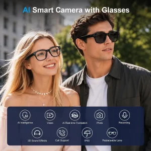 AI Smart Glasses 8MP Camera 4K Video Photo Capture Real Time Translation Recording Assistant Open Ear Audio Object A125
