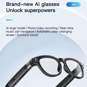AI Smart Glasses 8MP HD Video & Photo with EIS Auto Tinting Lenses Real Time Translation Bluetooth ABS+PC Material