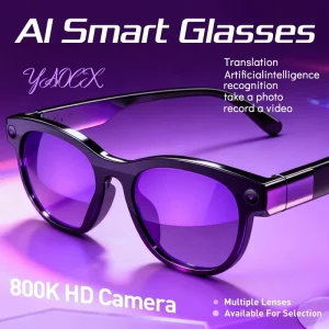 AI Smart Glasses HD 1200P Camera Shooting LED Flashlight Touch Control Translation AI Recognition Voice Assistant Video