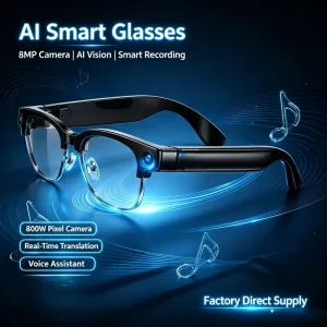 AI Smart Glasses HD Camera Video Recorder Microphone Hands Free Voice Control Real Time Translation for Commuting Business Use