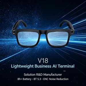 V18 Smart Business AI Glasses BT Wireless Audio Eyewear Real Time Translation AI Image Recognition Meeting Minutes