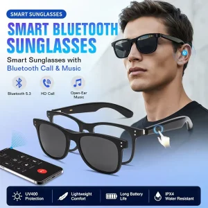 AI Smart Glasses with Camera Video Recording 20+ Languages Translation Sunglasses Bluetooth Call Music Play for Driving Travel