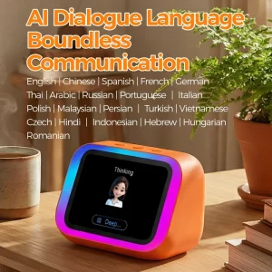 AI Smart Speaker Simultaneous Interpretation Voice Assistant RGB Lights Digital Photo Frame Alarm Clock App Control Phone Calls