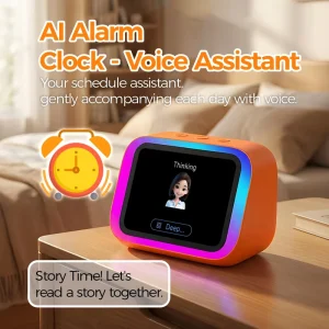 AI Smart Speaker Voice Control APP Control Display Screen Voice Assistant RGB Lights With Alarm Clock LCD Touch Screen