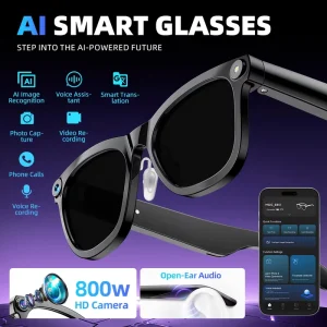 AI Smart Sun Glasses 800W Camera TR90 Voice Assistant Real Time Translation 139 Languages Directional Audio 5.4