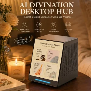 AI Tarot Fortune Teller with I Ching 64 Hexagrams Electronic Fortune Sticks Smart Desktop Speaker Interactive Divination Tool