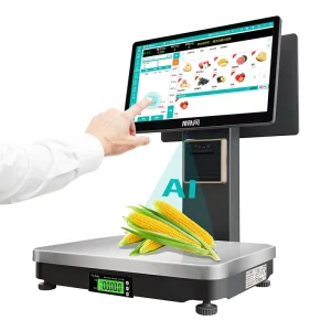 AI Touch Screen POS for Supermarket Weighing Scale Windows Retail POS with Barcode Label Thermal Printing AI Recognition Scale