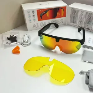 AI Translation 8MP 1200p Smart AI Glasses with Camera for Ski Snow Bike Sports Goggles Motorcycle Motocross Cycling Glasses