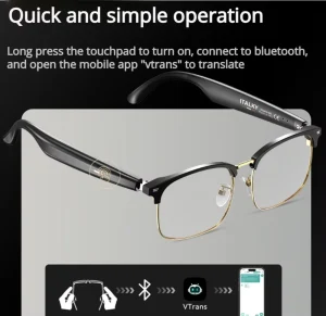 AI Translation BT Glasses 100+ Languages Real time Translation Glasses Listening to Songs Calling Smart Glasses