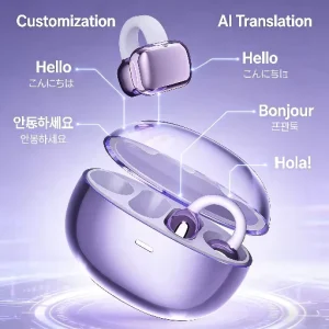 AI Translation Bluetooth Headset Bone Conduction Clip-On Travelers Fitness
