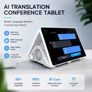 AI Translation Device with Remote Video Translation Dual Screen Voice Translator Offline Language Translation Meeting Assistant